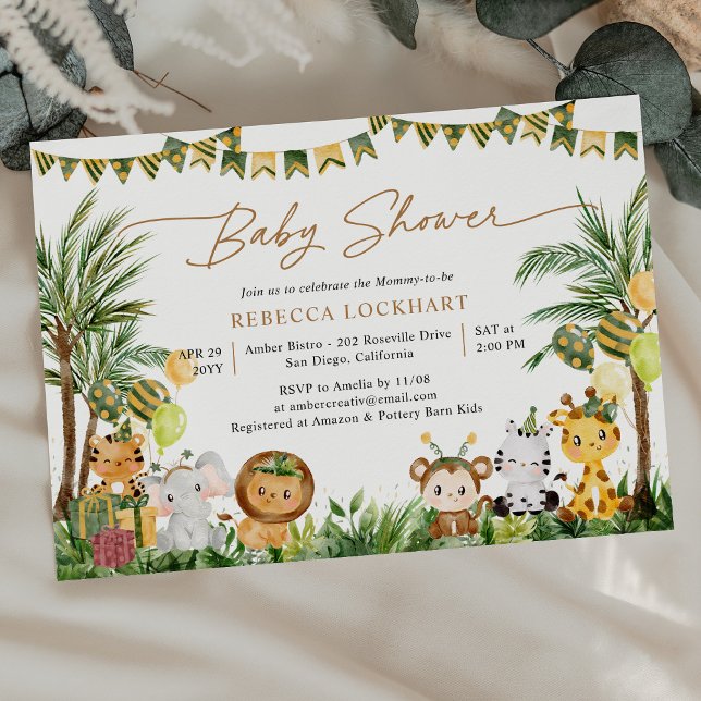 Invitation Bébé mignon Animaux Jungle Baby shower de fête (Créateur téléchargé)
