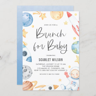 Invitation Bébé mignon Astronaut Espace Brunch à thème pour b