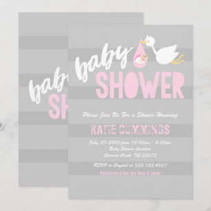 Invitation Bébé mignon avec un Baby shower de cigogne Invitat
