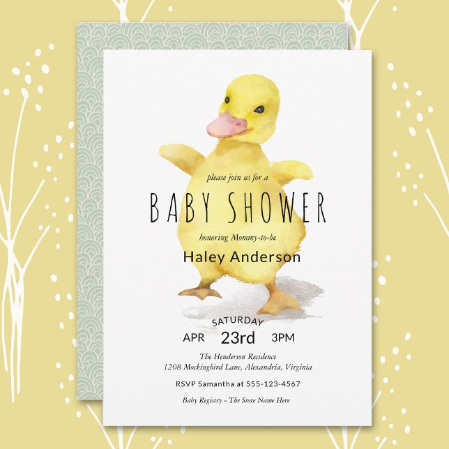 Invitation Bébé mignon Baby shower canard (Créateur téléchargé)