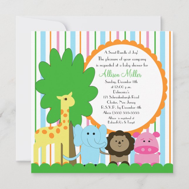 Invitation Bébé mignon Baby shower neutre animal (Devant)