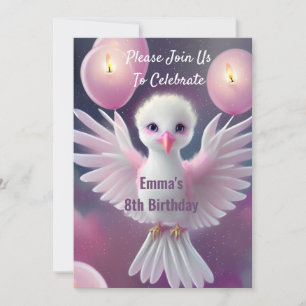 Invitation Bébé mignon blanc et rose Anniversaire