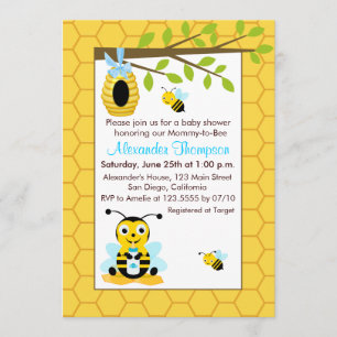 Invitation Bébé mignon Bumblebee Garçon Bébé Douche Invitatio