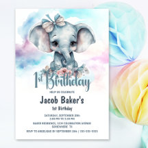 Bébé mignon éléphant garçon 1er fête d'anniversair