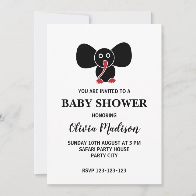 Invitation Bébé mignon éléphant Sexe Baby shower neutre (Devant)