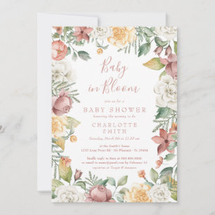 Invitation Bébé mignon En Fleur Floral Fille Baby shower Boho
