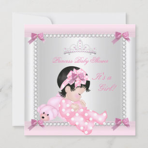 Invitation Bébé mignon fille Baby shower Ours rose