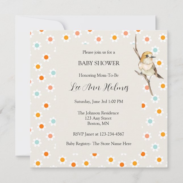 Invitation Bébé mignon Fleurs minuscules Baby shower Invitati (Devant)
