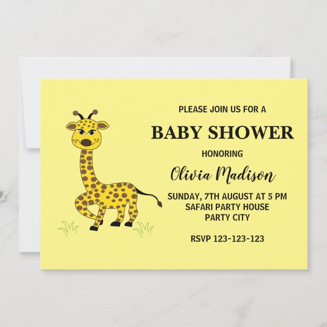 Invitation Bébé mignon Giraffe Baby shower fille (Devant)