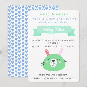 Invitation Bébé mignon lapin   Meet & Greet New Baby