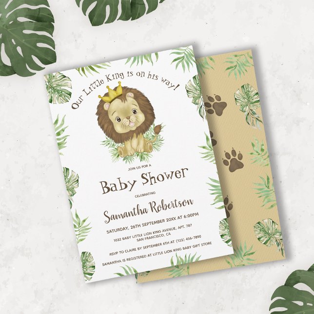 Invitation Bébé mignon Lion King Aquarelle Jungle Baby shower (Créateur téléchargé)