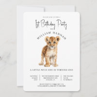 Bébé mignon Lion Wild Un 1er anniversaire fête