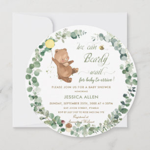 Invitation Bébé mignon Ours vert Baby shower neutre genre