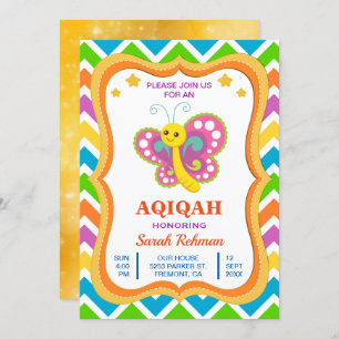 Invitation Bébé mignon papillon fille Aqiqah