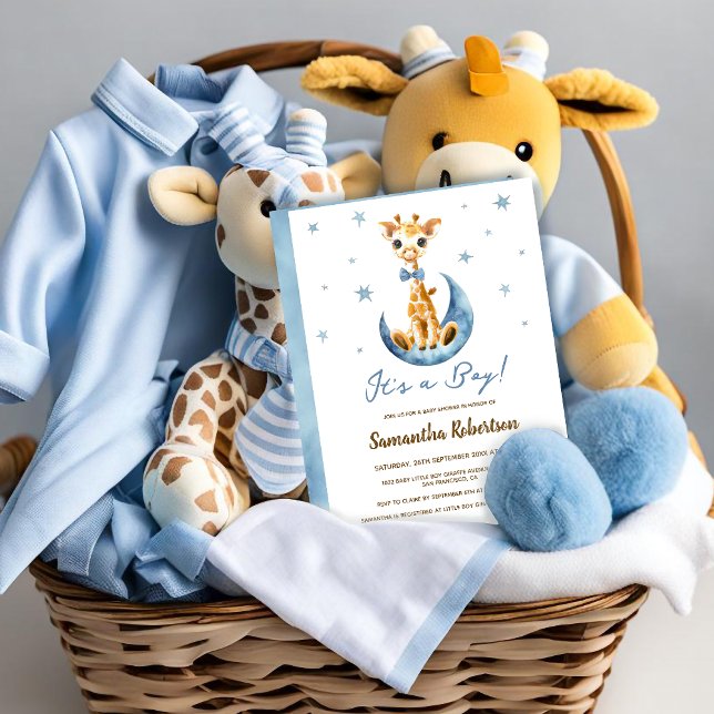 Invitation Bébé mignonne Giraffe Aquarelle C'est un Baby show (Créateur téléchargé)