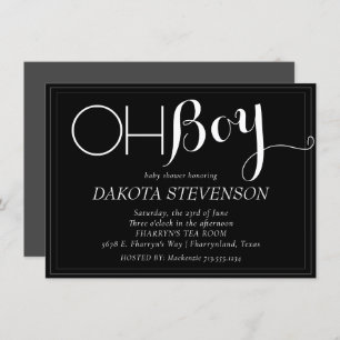 Invitation Bébé minimaliste   Black and Grey Oh Boy Show