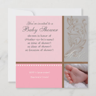 Invitation Bébé Modern Swirl n Dot - Baby Girl Shower Invitat