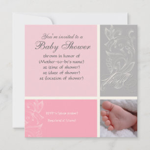 Invitation Bébé Modern Swirl n Dot - Baby Girl Shower Invitat
