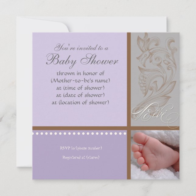 Invitation Bébé Modern Swirl n Dot - Baby Girl Shower Invitat (Devant)