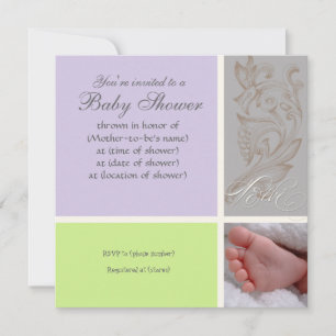 Invitation Bébé Modern Swirl n Dot - Baby Girl Shower Invitat