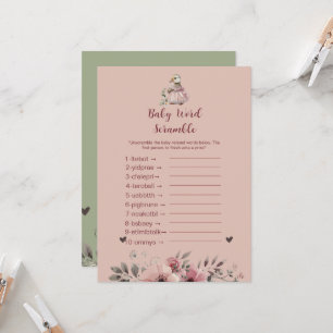 Invitation Bébé mou Canard Mot Scramble   Jeu baby shower