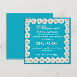 Invitation Bébé musulman garçon bleu Aqiqah