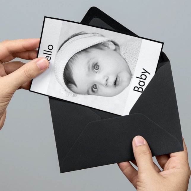 Invitation Bébé Naissance mignonne Photo Noir Blanc Moderne C (Créateur téléchargé)