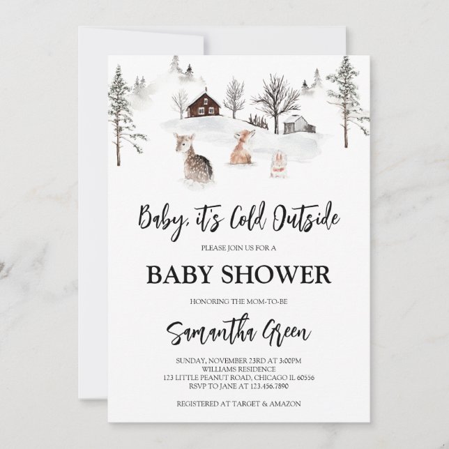 Invitation Bébé neutre par sexe Il fait froid dehors du Baby  (Devant)