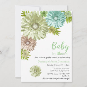 Invitation Bébé Neutre Sur Le Sexe Dans La Fleur Parti Révéla
