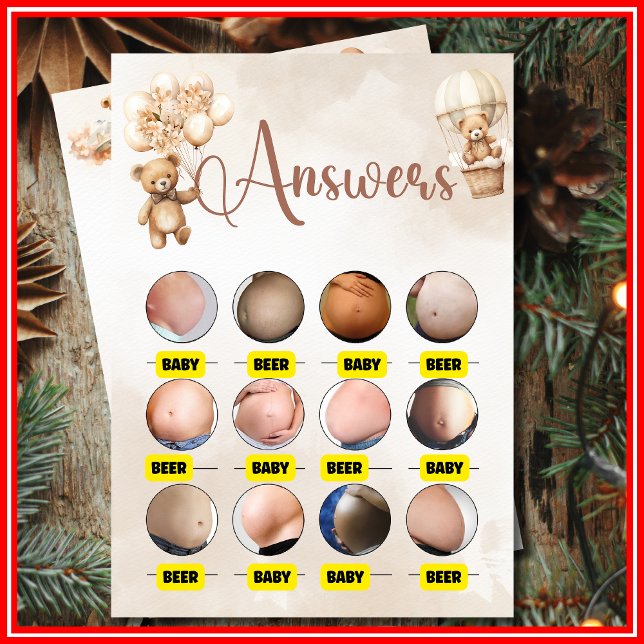 Invitation BÉBÉ OU BIÈRE BELLY Baby shower JEU MÊME Ours (Créateur téléchargé)