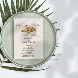 Invitation Bébé Ours Sommeil Cloud Boho Baby shower