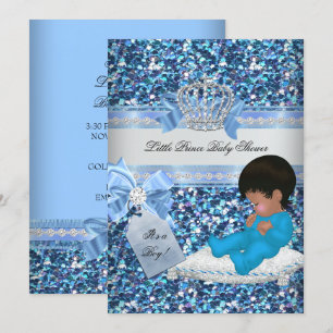 Invitation Bébé paillettes Shower Garçon Bleu Petit Prince Co