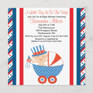 Invitation Bébé patriote dans l'invitation de baby shower de