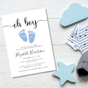 Invitation Bébé pieds Oh garçon Baby shower virtuel
