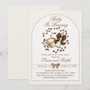 Invitation Bébé prépare un café Baby Shower