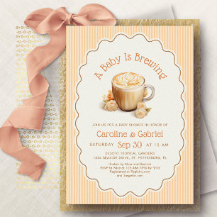 Invitation Bébé prépare un café Baby Shower