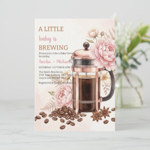 Invitation Bébé prépare un café Baby Shower