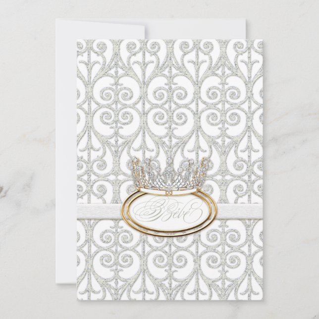 Invitation Bébé Princess Baby shower de la Couronne Invitatio (Devant)