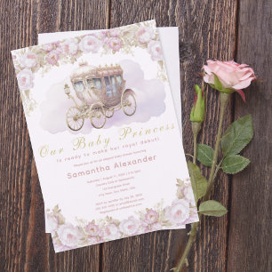 Invitation Bébé Princesse Baby shower rose