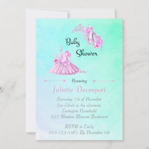 Invitation Bébé Princesse de Ballet à l'aquarelle rose