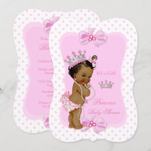 Invitation Bébé princesse Fête prénatale Fille Rose Points et