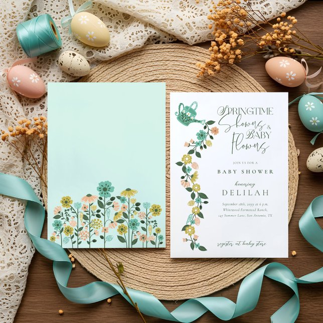 Invitation Bébé printemps en fleur Baby shower de Pâques (Springtime Baby in Bloom Easter Baby Shower Invitation)