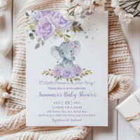 Bébé Purple Floral mignon Eléphant Baby shower fil