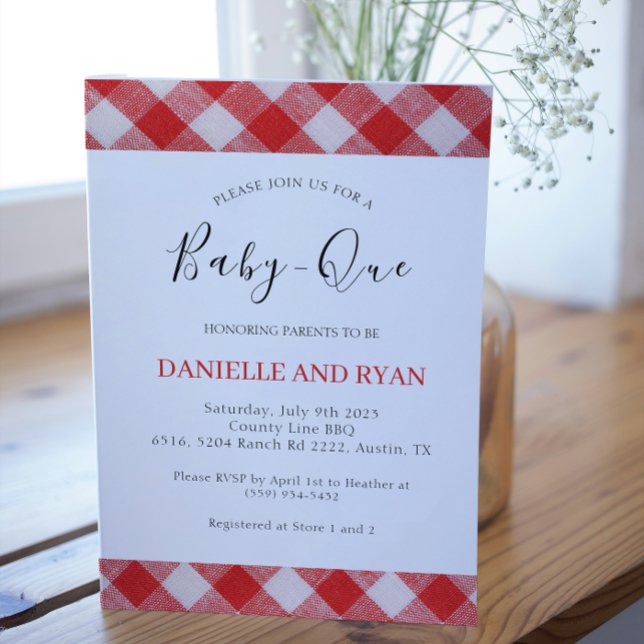 Invitation Bébé Q Baby shower Barbecue À damiers Rouge (Créateur téléchargé)