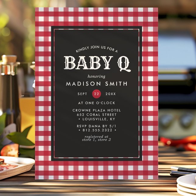 Invitation Bébé Q Barbeque Rouge Baby shower de campagne été (Créateur téléchargé)