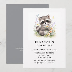 Invitation Bébé Raton Laveur Mignon Baby Shower