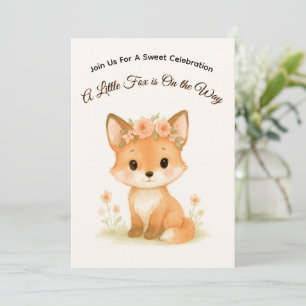 Invitation Bébé Renard Pastel Fleurie Baby Shower, Fête en Fo