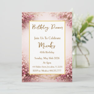 Invitation Bébé Respiration Violette Florale Esthétique Moder