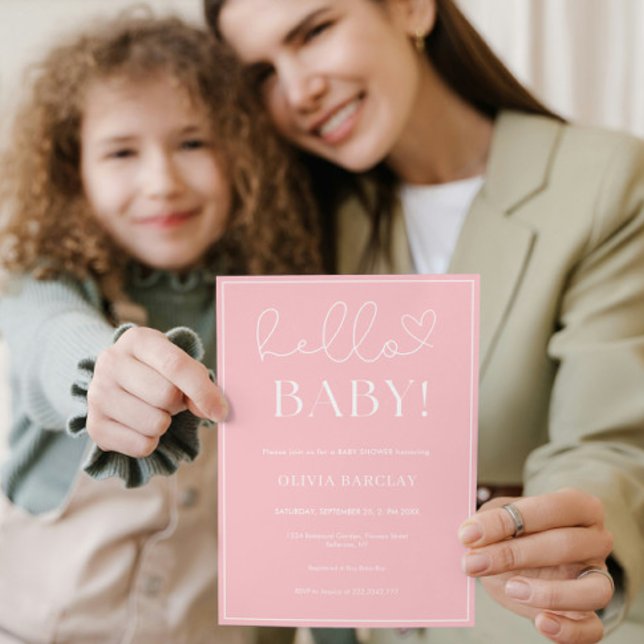 Invitation Bébé rose blanc fille Douche (Créateur téléchargé)