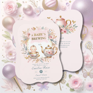 Invitation Bébé rose brassage Tea Party Douche Floral Brunch
